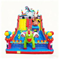 Château gonflable coloré écologique à prix d'usine, combo double toboggan, capacité de 500 kg, taille personnalisable pour le plaisir en famille