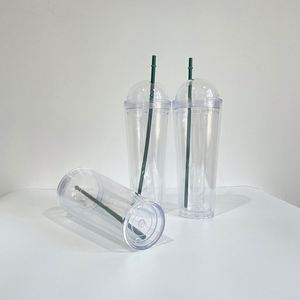 Vasos de Plástico de 24 oz con Pedrería, Preperforados, para Helado, con Tapa de Cúpula Flotante con Purpurina y Base - Product Image 1