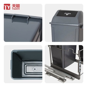 Modern Design Factory Kitchen Cabinet Hardware Soft Close System Double Plastic <b>Bins</b> <b>Pull</b>-<b>Out</b> Design Protective Covers Included - Product Image 4
