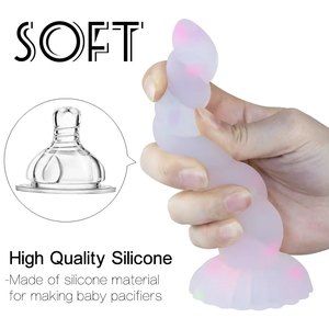 Dildo en silicone écologique lumineux et coloré, plug anal avec ventouse puissante, étanche IPX6, jouet sexuel pour femmes et couples - Product Image 5