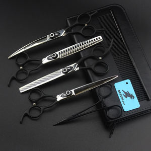 7.0 इंच पुनश्च 01 काले संभाल 440c थोक 4 टुकड़े पेशेवर स्टेनलेस स्टील पालतू सौंदर्य कैंची सेट - Product Image 1