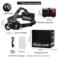 Lampes frontales LED laser haute puissance 15W, direct usine, avec 3 batteries, pour patrouille de sécurité, OEM