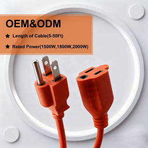 Cable de Extensión Eléctrico de Alta Resistencia 16/3, Revestimiento de PVC Impermeable, <span class=keywords><strong>Enchufe</strong></span> NEMA 5-15P, 5-50 <span class=keywords><strong>Metros</strong></span>, Cable de Extensión para Interiores/Exteriores, EE. UU. - Product Image 3