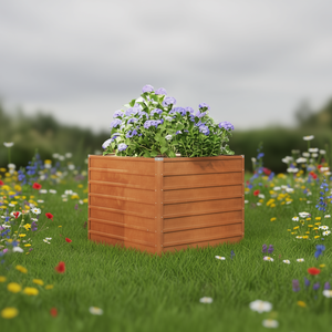 Jardinière carrée en acier corten, style rustique, couleur marron, pour utilisation en extérieur - Product Image 2