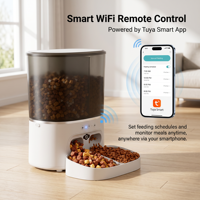 Distributeur automatique de nourriture pour animaux de compagnie avec WiFi, application Tuya, vidéo 1080P, audio bidirectionnel, en plastique, étanche à l'humidité, double bac de 8L, Fresh Lock