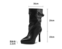 Bottines à plateforme pour femmes, à bout pointu, en cuir de vachette, talons fins, tendance mode, vente en gros, personnalisables