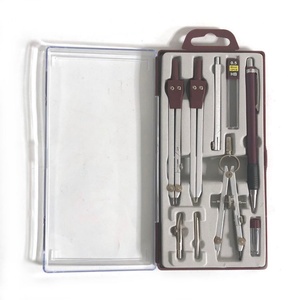 Ensemble de 9 instruments de dessin technique avec compas et pointes de stylet remplaçables dans un étui en plastique transparent - Product Image 2