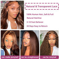Perruque en Cheveux Humains Châtain Chocolat Sans Colle 13x6 HD Lace Front Pré-Épilée avec Baby Hair Marron Foncé, Perruques à Closure 5x5 pour Femmes
