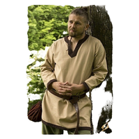 Costume de Chevalier Médiéval Vert pour Homme - Tunique Normande, Tresse de Chevalier, Pirate, Saxon, Haut LARP, Déguisement de Personnage TV pour Adultes