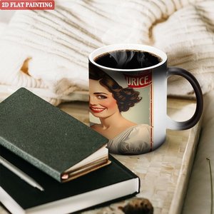 Mug en céramique noir givré 11 oz, changeant de couleur à la chaleur, pour pique-nique en plein air - Product Image 3