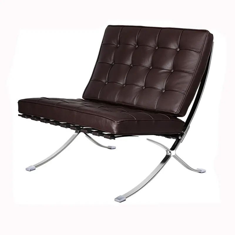 ヨーロッパの豪華な布張りのソファアームチェアミッドセンチュリーアクセントの椅子モダンなリビングルームブラウンレザーラウンジチェアオットマン付き