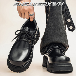 Chaussures pour hommes 2025 – Nouvelle collection automne – Style tendance à lacets pour le bureau et la carrière – Chaussures noires rehaussantes à semelle épaisse et résistantes à l'usure - Product Image 3