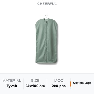 Housse de vêtement Tyvek, sac à costume respirant, anti-poussière, imperméable, en tissu papier, logo personnalisé, fournitures pour atelier de couture - Product Image 1