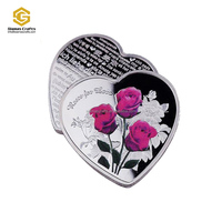Personnalisé Or Argent Plaqué Je T'aime en Multilingue En Forme De Coeur Amour Pour Toujours Roses Pièce Saint Valentin Mariage Cadeau De Mariage