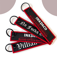 Llavero Personalizado con Logotipo, Estilo Jet Tag, Tejido Bordado, Etiqueta de Tela para Llaves, Artículos Promocionales