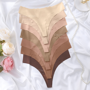 Culottes pour femmes, culotte en coton en forme de T, string sans couture, culotte en une seule pièce, logo personnalisable, motif d'emballage, culotte en soie glacée - Product Image 4