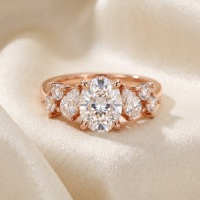 Bague de fiançailles à trois pierres en diamant ovale cultivé en laboratoire certifié IGI, or massif 10K 14K 18K sur mesure, bijoux de mariage pour femmes