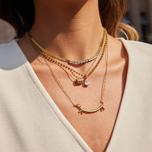 <span class=keywords><strong>Collar</strong></span> con Colgante de Gato o Perro de Acero Inoxidable Chapado en Oro de 18K Clásico de Zhixuan, Joyería de Moda para Mujer con Pedrería - Product Image 1