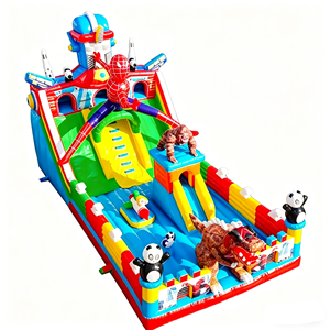 Castillo Inflable Grande con Tobogán, Temática de Dinosaurios Superhéroes, de PVC, para Niños, de Grado Comercial, para Juegos al Aire Libre - Product Image 4