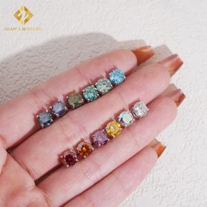 New Stock 12 Color Moissanite Diamond Stud <b>Earring</b> Iced Out 1ct Round Brilliant Cut 925 Silver Hip Hop <b>Earrings</b> - Product Image 3