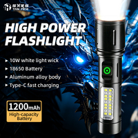 Lampe torche LED multifonctionnelle, puissante, avec laser COB, lumière de travail, charge Type-C, mini lampe torche portable pour le camping et la randonnée