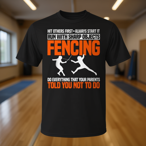 T-shirt d'escrime noir pour hommes, grande taille, design sportif amusant - Product Image 3