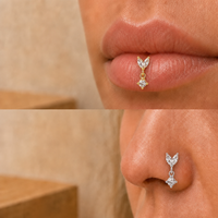 Ensemble de bijoux de piercing personnalisés ZUOLA pour oreille, nez, lèvre, plaqué or 18 carats, zircon 5A, tige en titane, fabrication OEM directe d'usine