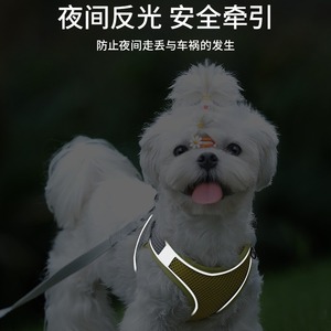 Arnés estilo chaleco para mascotas, ajustable, transpirable, reflectante, para perros pequeños, amarillo, verde, morado - Product Image 4