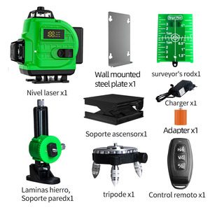 Nivel Láser Verde de 16 Líneas con Pantalla Digital, Nivelación Automática, Alta Intensidad para Exteriores, Grado Industrial - Product Image 1