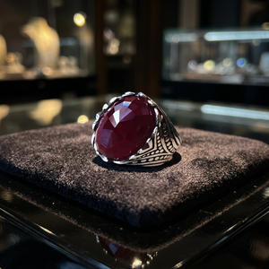 925 <b>Silver</b> <b>Garnet</b> <b>Ring</b> Irregular Cross Line Gemstone Band for Women Everyday Wear - Product Image 4