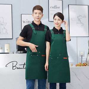 Navy Blue Adjustable H-Strap <b>Apron</b> One Size Polyester Waterproof For Drink Food <b>Work</b> Suit - Product Image 2