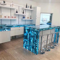 Azulejo de ágata azul de piedras preciosas brasileñas para iluminación trasera, accesorio de pared retroiluminado