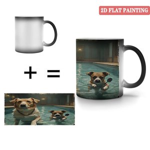 Frosted Black 11oz <b>Ceramic</b> Heat Color Changing Magic Mug Wedding Birthday Party Favor <b>Cup</b> - Product Image 4