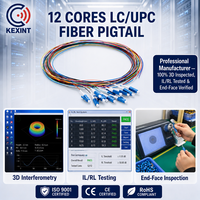 KEXINT Pigtail Fibre Optique 12 Fibres LC UPC, 0,9 mm OS2 Monomode 1m G.657.A1, Insensible aux Plis, Facile à Décortiquer, Pigtailles Codées par Couleur