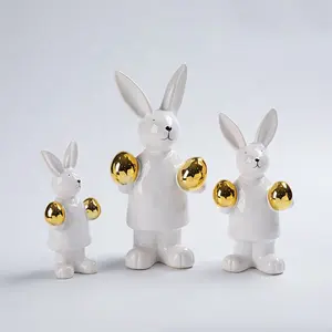 Sáng Tạo Thỏ Phục Sinh Với Trứng Trang Trí Gốm Bunny Sứ Cho Nhà Phục Sinh Mùa Xuân Decors