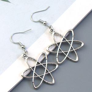 Boucles d'oreilles pendantes en argent creux en forme d'atome <span class=keywords><strong>et</strong></span> de molécule, symboles chimiques scientifiques, bijoux minimalistes pour femmes, cadeau - Product Image 2