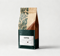 Sachet Doypack personnalisé en plastique de qualité alimentaire, résistant à l'humidité, à fond plat, avec fermeture zip, en feuille d'aluminium, pour emballage de grains de café 250g 500g