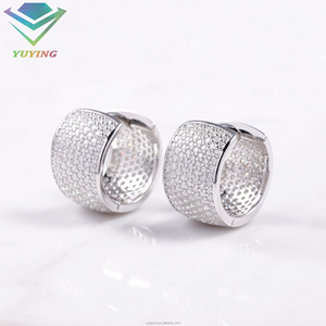 925 sterling sliver Round Brilliant Cut hoop <b>earring</b> Various iced out cuban <b>earrings</b> VVS <b>Moissanite</b> GRA certificate Gold Plated - Product Image 5