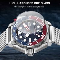 Montre de Plongée Homme LIGE FN1809 1000M Étanche Mouvement Japonais Cadran Lumineux Bicolore Automatique en Acier Inoxydable Lunette Tournante+Boîte