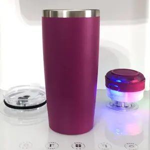 20oz Music Travel Cup Bluetooth Speaker Tumbler With Rechargeable Wireless Bluetooth Speaker On Bottom