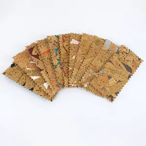 Deepeel LC078 Wood Grain Background Bags DIY Crafts Wood Chip Compound Natural Cork Leather Fabric