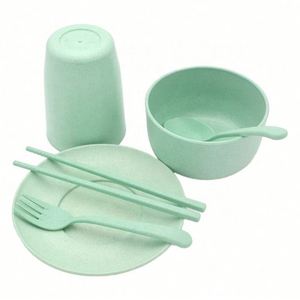 Vente chaude en usine - Ensemble de vaisselle 6 pièces, écologique, nouvelle tendance, couleur unie, en paille de blé - Product Image 2
