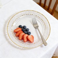 Assiettes jetables modernes en PS transparent avec bord doré, 7/9/10 pouces, marque Wuxitopteam, pour mariages et anniversaires