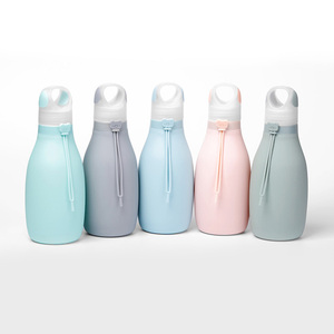 Bouteilles d'eau pliables en silicone pour le voyage en plein air, vente en gros, 500 ml, gourde de sport portable pour eau chaude - Product Image 4