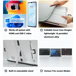 16 Zoll Fopo Triple Portable Monitore Aluminium legierung Shell Typ C Ein kabel lösung für Laptop PC Mobile Office - Product Image 3