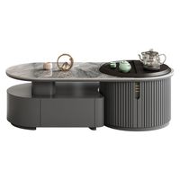 Ensemble table basse et meuble TV en pierre frittée, style minimaliste moderne, bois massif de luxe, meubles de salon écologiques