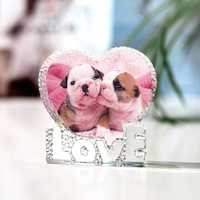 Wholesale K9 Heart-shaped love Blank Crystal Trophy Custom 3d Laser Engraving Heart Crystal Glass Photo Frame for Souvenir