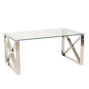 Wholesale Luxury Furniture French Style Stainless Steel Silver Legs Modern Coffee Console Table