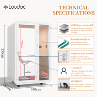Cabine de diffusion acoustique insonorisée pour diffusion en direct, cabine téléphonique silencieuse, studio d'enregistrement individuel, cabine vidéo moderne pour bureau à domicile