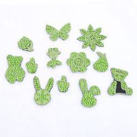 Strass glitter groene cartoon patch hart bloem beer konijn kristal applicatie voor naaldwerk kleding versiering outfit